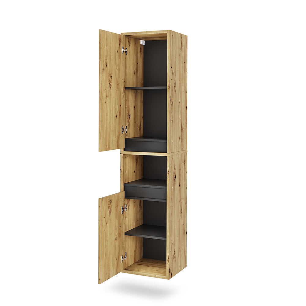 Vicco Mobile da bagno Artigiano/grigio 38 x 170 cm con 2 porte