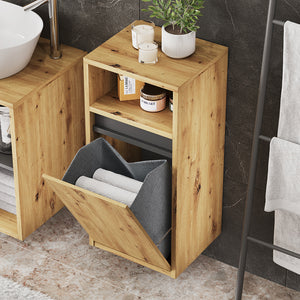 Vicco Mobiletto da bagno Artigiano/grigio 38 x 80 cm con cesto portabiancheria