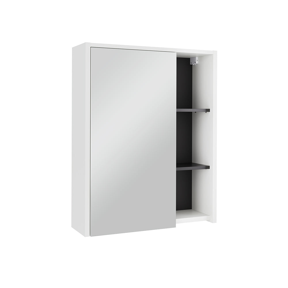 Vicco Mobile a specchio per il bagno Bianco/Grigio 60 x 75 cm con ripiani aperti