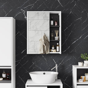 Vicco Mobile a specchio per il bagno Bianco/Grigio 60 x 75 cm con ripiani aperti