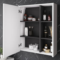 Vicco Mobile a specchio per il bagno Bianco/Grigio 60 x 75 cm con ripiani aperti