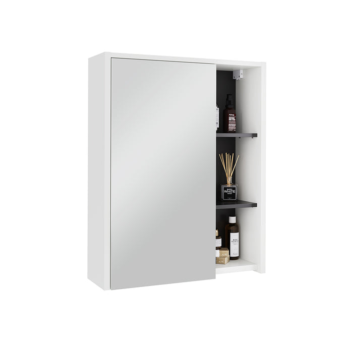 Vicco Mobile a specchio per il bagno Bianco/Grigio 60 x 75 cm con ripiani aperti