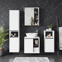 Vicco Mobile a specchio per il bagno Bianco/Grigio 60 x 75 cm con ripiani aperti