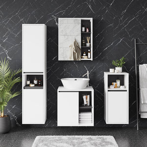 Vicco Mobile a specchio per il bagno Bianco/Grigio 60 x 75 cm con ripiani aperti