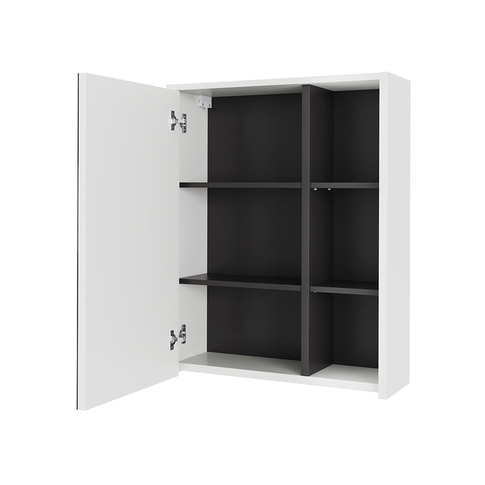 Vicco Mobile a specchio per il bagno Bianco/Grigio 60 x 75 cm con ripiani aperti