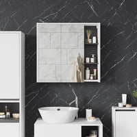 Vicco Mobile a specchio per il bagno Bianco/Grigio 80 x 75 cm con ripiani aperti
