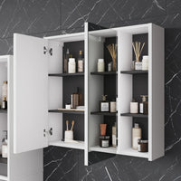 Vicco Mobile a specchio per il bagno Bianco/Grigio 80 x 75 cm con ripiani aperti