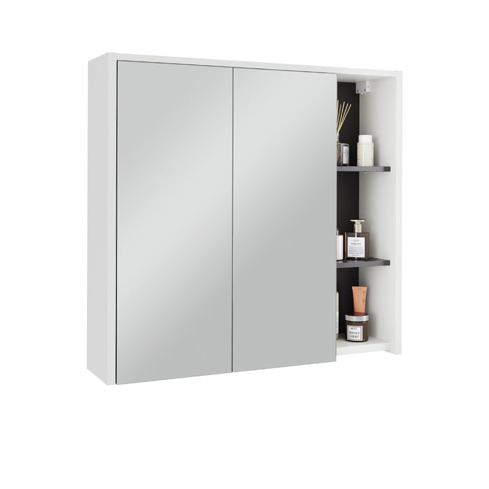 Vicco Mobile a specchio per il bagno Bianco/Grigio 80 x 75 cm con ripiani aperti