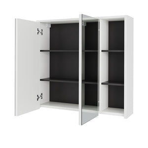 Vicco Mobile a specchio per il bagno Bianco/Grigio 80 x 75 cm con ripiani aperti