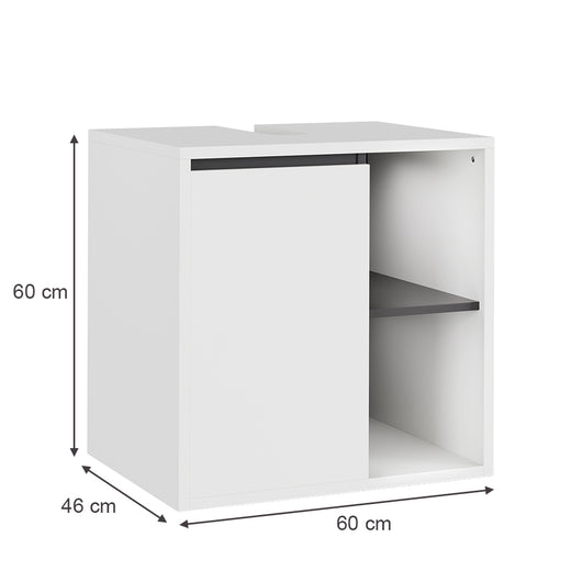 Vicco Mobiletto per lavabo Bianco/Grigio 60 x 60 cm con ripiani aperti