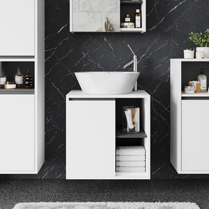 Vicco Mobiletto per lavabo Bianco/Grigio 60 x 60 cm con ripiani aperti