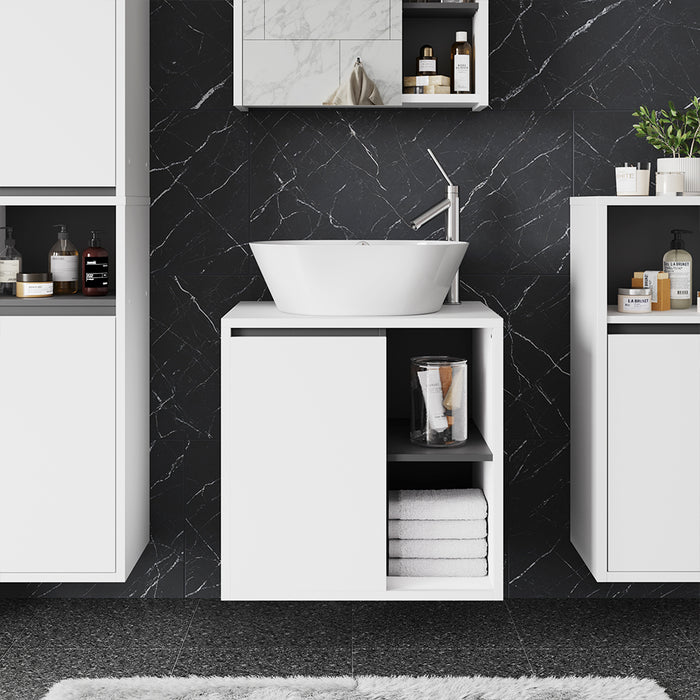 Vicco Mobiletto per lavabo Bianco/Grigio 60 x 60 cm con ripiani aperti