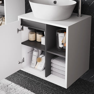 Vicco Mobiletto per lavabo Bianco/Grigio 60 x 60 cm con ripiani aperti
