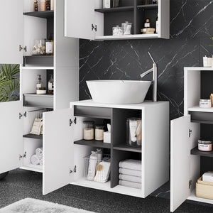 Vicco Mobiletto per lavabo Bianco/Grigio 60 x 60 cm con ripiani aperti