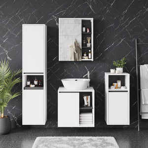 Vicco Mobiletto per lavabo Bianco/Grigio 60 x 60 cm con ripiani aperti