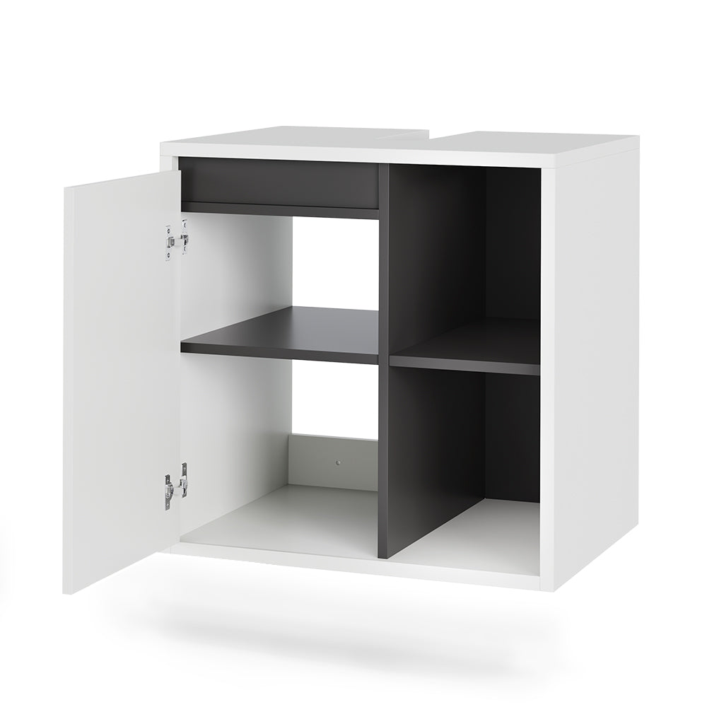 Vicco Mobiletto per lavabo Bianco/Grigio 60 x 60 cm con ripiani aperti