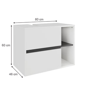 Vicco Mobiletto per lavabo Bianco/Grigio 80 x 60 cm con 2 cassetti