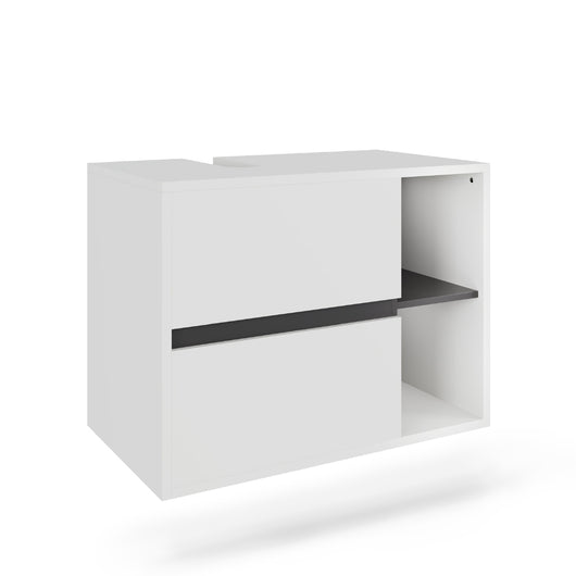 Vicco Mobiletto per lavabo Bianco/Grigio 80 x 60 cm con 2 cassetti