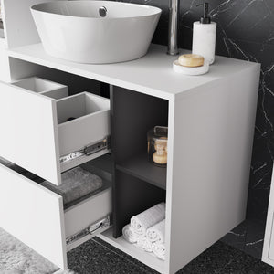 Vicco Mobiletto per lavabo Bianco/Grigio 80 x 60 cm con 2 cassetti