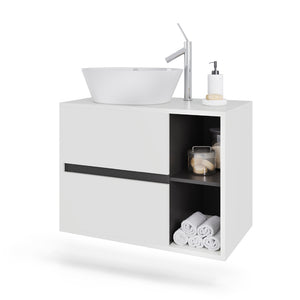 Vicco Mobiletto per lavabo Bianco/Grigio 80 x 60 cm con 2 cassetti