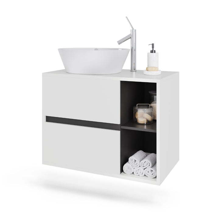 Vicco Mobiletto per lavabo Bianco/Grigio 80 x 60 cm con 2 cassetti