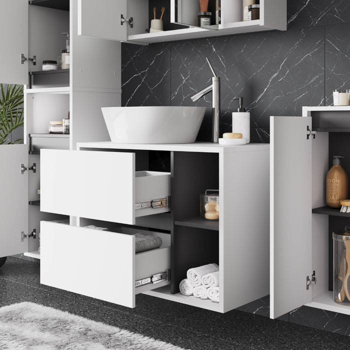 Vicco Mobiletto per lavabo Bianco/Grigio 80 x 60 cm con 2 cassetti