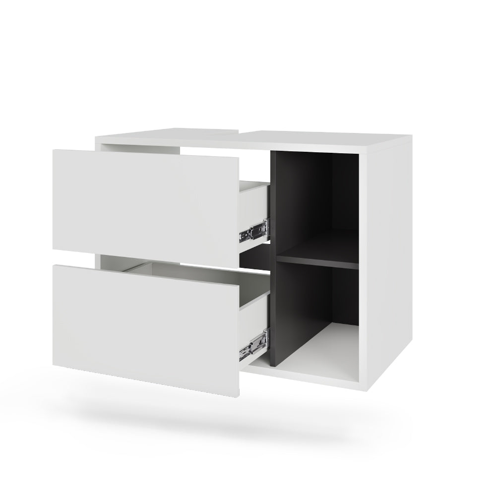Vicco Mobiletto per lavabo Bianco/Grigio 80 x 60 cm con 2 cassetti