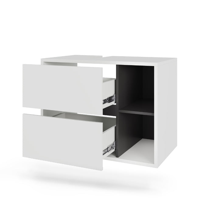 Vicco Mobiletto per lavabo Bianco/Grigio 80 x 60 cm con 2 cassetti