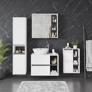 Vicco Mobiletto per lavabo Bianco/Grigio 80 x 60 cm con 2 cassetti