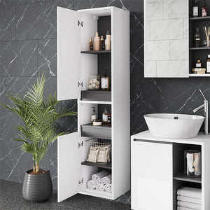 Vicco Armadio per il bagno Bianco/Grigio 38 x 170 cm con 2 porte
