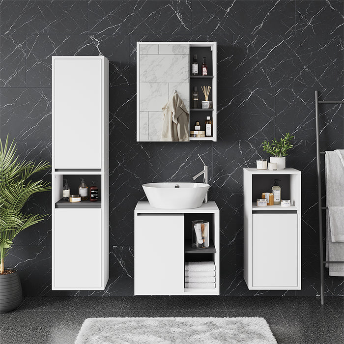 Vicco Armadio per il bagno Bianco/Grigio 38 x 170 cm con 2 porte