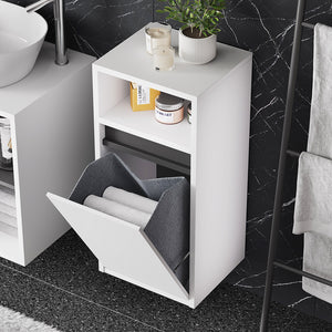 Vicco Mobiletto da bagno Bianco/Grigio 38 x 80 cm con cesto portabiancheria