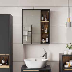 Vicco Mobile a specchio per il bagno Grigio/Artisan 60 x 75 cm con ripiani aperti