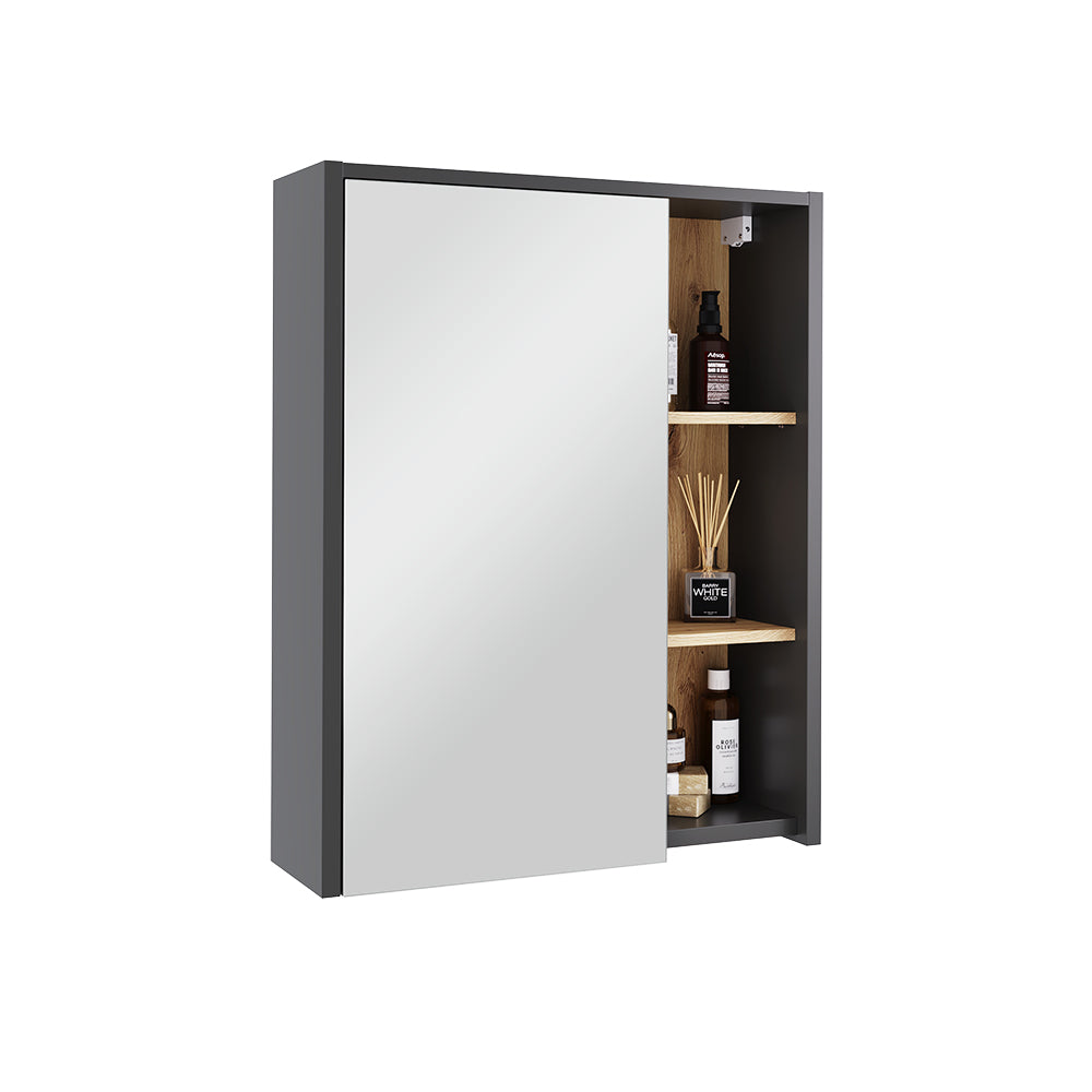 Vicco Mobile a specchio per il bagno Grigio/Artisan 60 x 75 cm con ripiani aperti