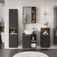 Vicco Mobile a specchio per il bagno Grigio/Artisan 60 x 75 cm con ripiani aperti