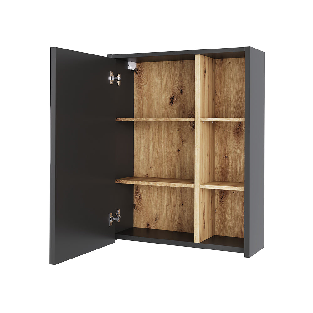 Vicco Mobile a specchio per il bagno Grigio/Artisan 60 x 75 cm con ripiani aperti