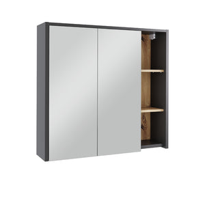 Vicco Mobile a specchio per il bagno Grigio/Artisan 80 x 75 cm con ripiani aperti