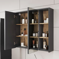 Vicco Mobile a specchio per il bagno Grigio/Artisan 80 x 75 cm con ripiani aperti