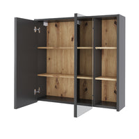 Vicco Mobile a specchio per il bagno Grigio/Artisan 80 x 75 cm con ripiani aperti