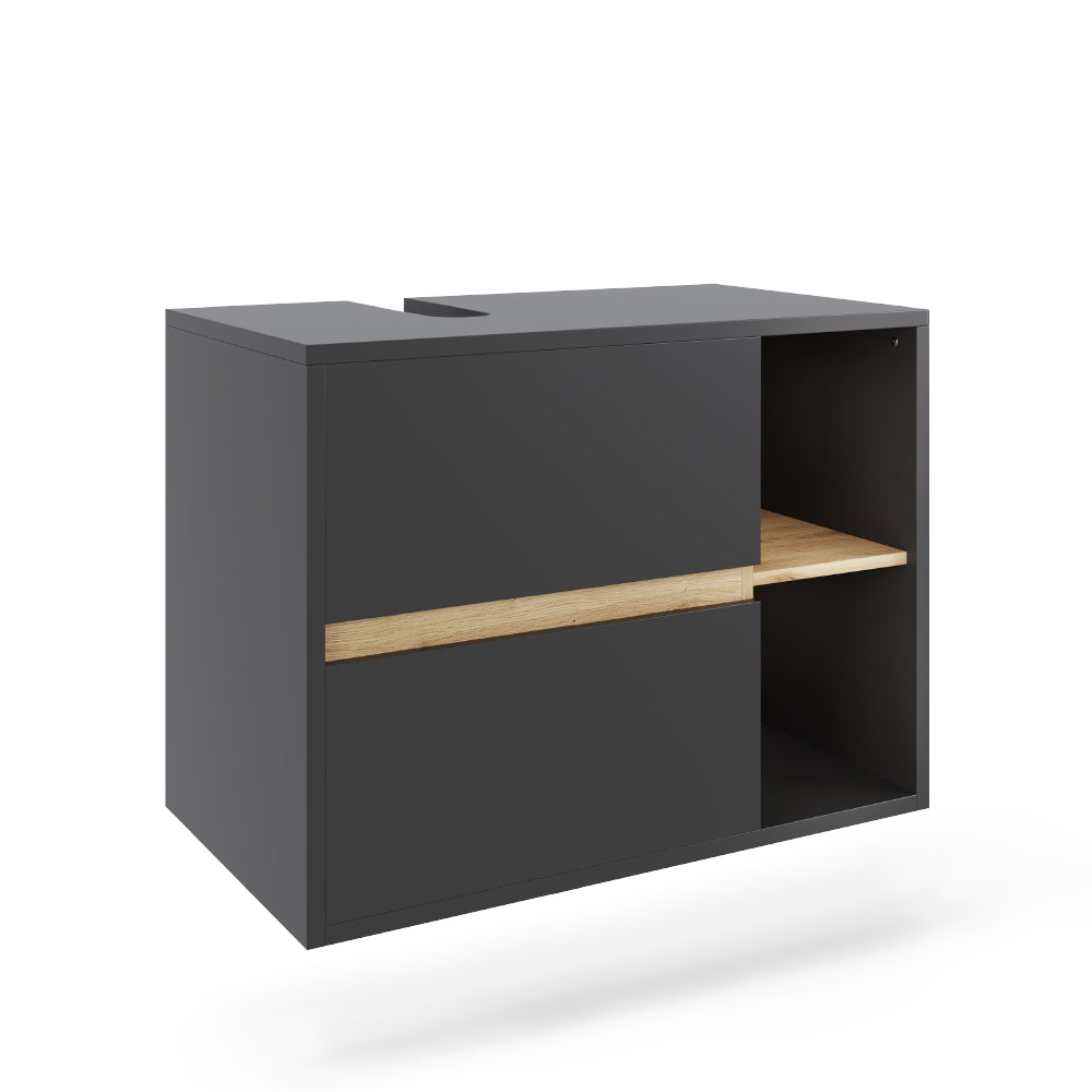 Vicco Mobiletto per lavabo Grigio/Artisan 80 x 60 cm con 2 cassetti