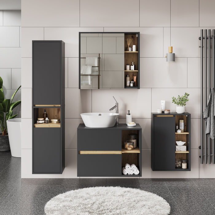 Vicco Mobiletto per lavabo Grigio/Artisan 80 x 60 cm con 2 cassetti