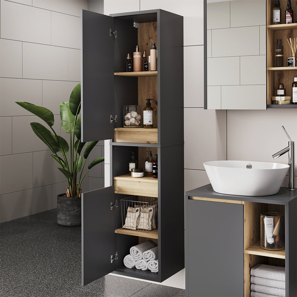 Vicco Armadio per il bagno Grigio/Artisan 38 x 170 cm con 2 porte