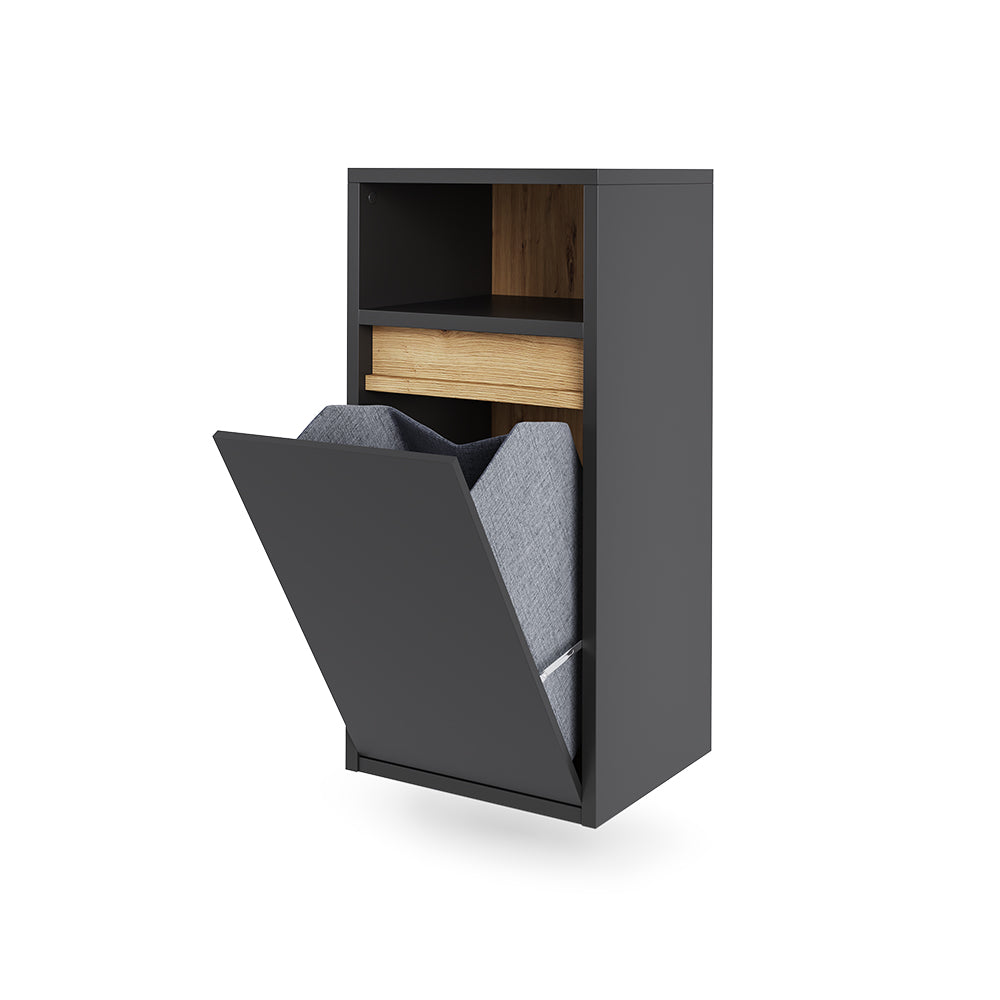 Vicco Mobiletto da bagno Grigio/Artisan 38 x 80 cm con cesto portabiancheria