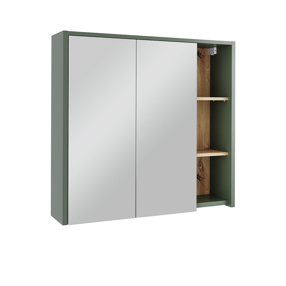 Vicco Mobile a specchio per il bagno Verde/Artigianale 80 x 75 cm con ripiani aperti