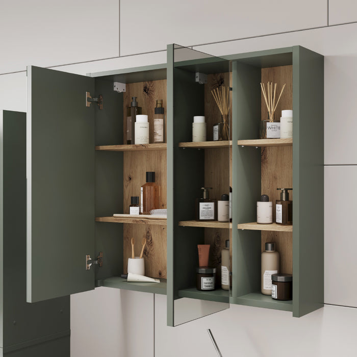 Vicco Mobile a specchio per il bagno Verde/Artigianale 80 x 75 cm con ripiani aperti