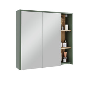 Vicco Mobile a specchio per il bagno Verde/Artigianale 80 x 75 cm con ripiani aperti