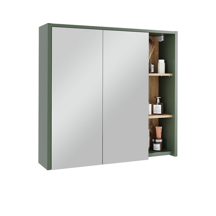 Vicco Mobile a specchio per il bagno Verde/Artigianale 80 x 75 cm con ripiani aperti