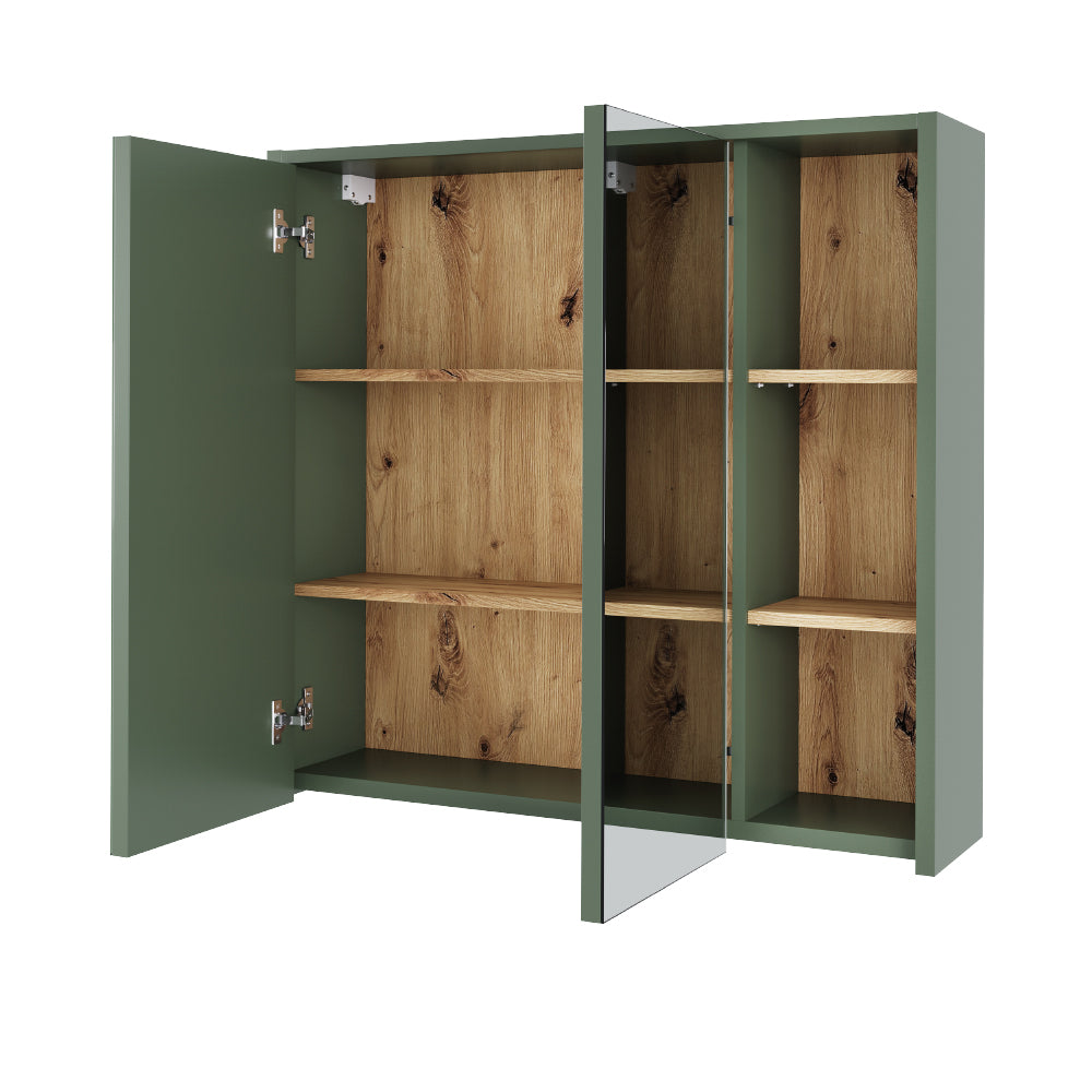 Vicco Mobile a specchio per il bagno Verde/Artigianale 80 x 75 cm con ripiani aperti