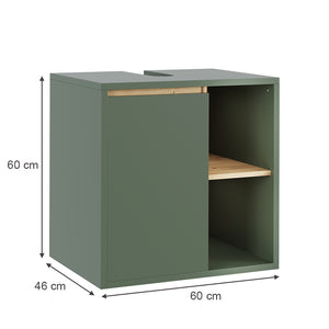 Vicco Mobiletto per lavabo Verde/Artigianale 60 x 60 cm con ripiani aperti