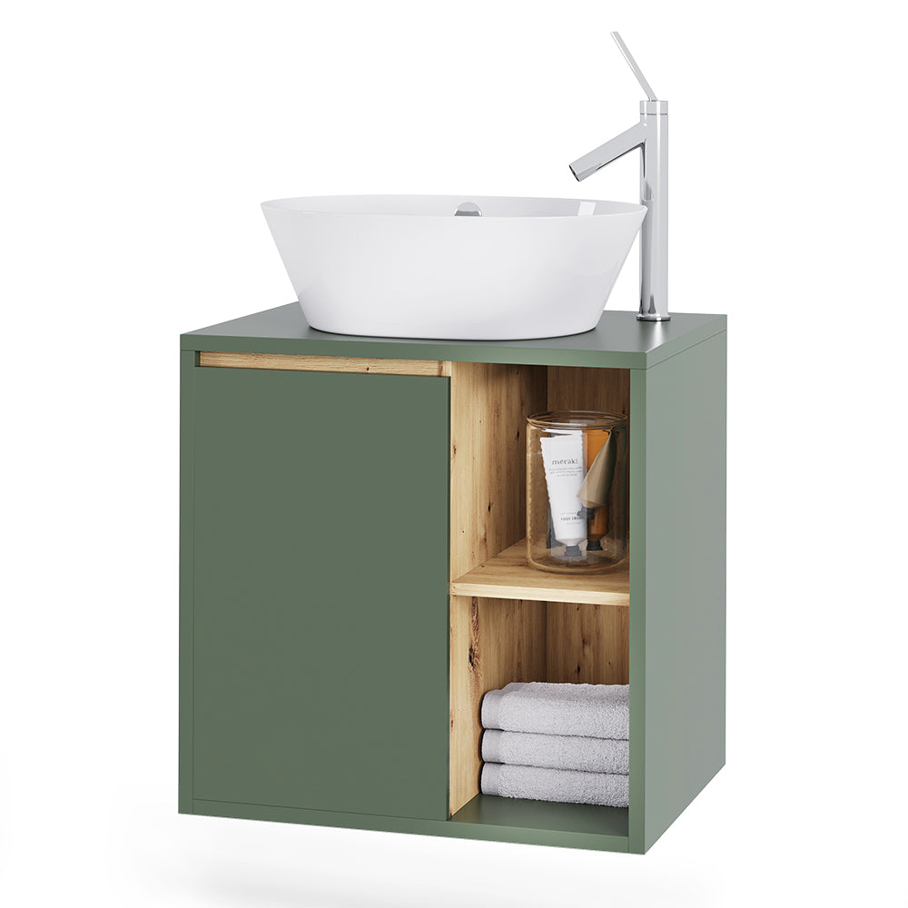 Vicco Mobiletto per lavabo Verde/Artigianale 60 x 60 cm con ripiani aperti